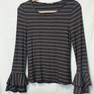 Striped sweater with flare sleeves